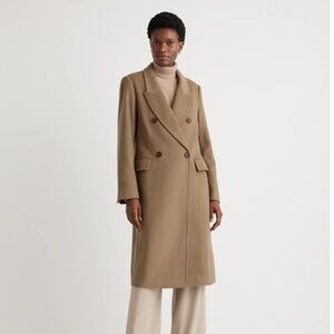 TODAY LAST CHANCE - NWT Quince Double Breasted Italian Wool Coat - Dark Camel